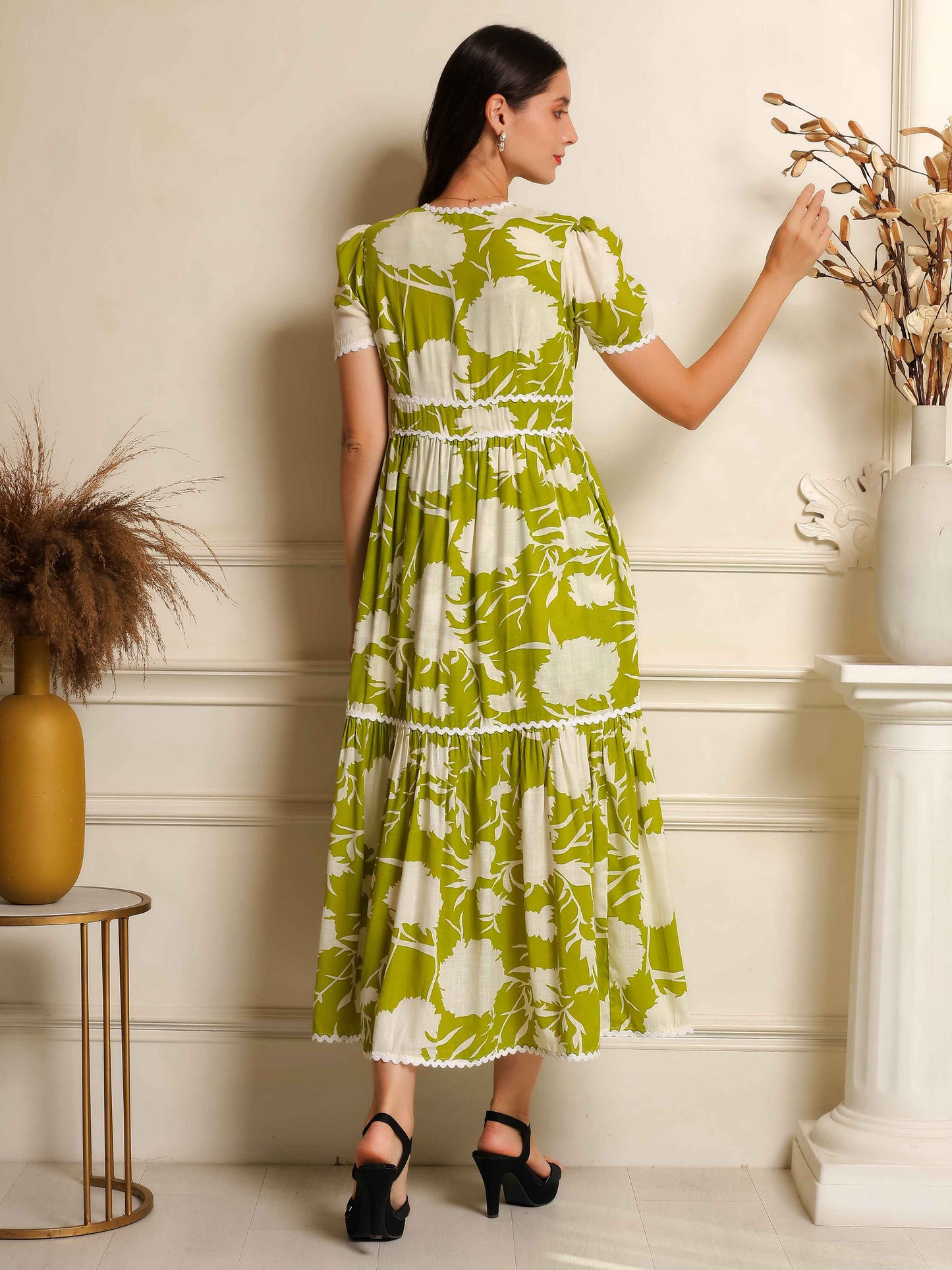 Fabium Verde Bloom Printed Midi Dress - Fabium Fashion