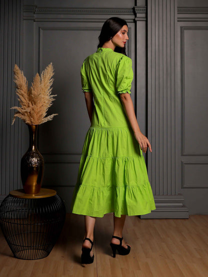 Fabium Aurelia Lime Green Cotton Midi Dress - Fabium Fashion
