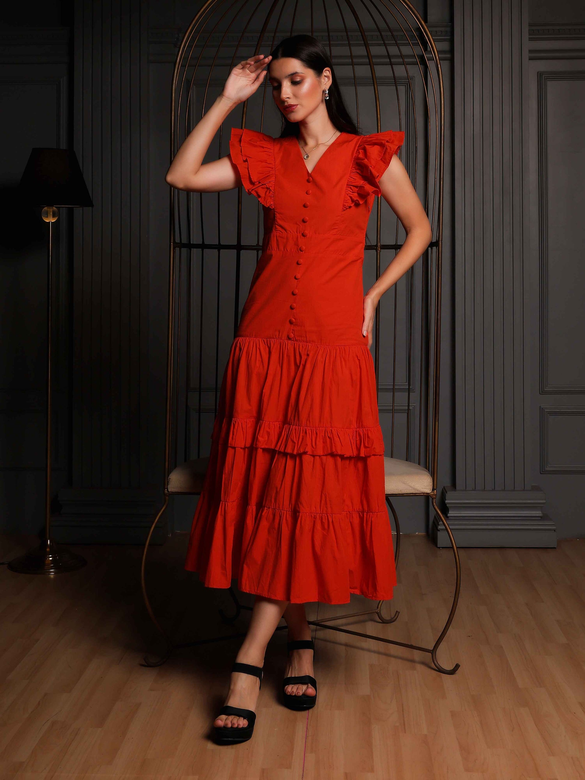 Fabium Celeste Crimson Midi Dress - Fabium Fashion