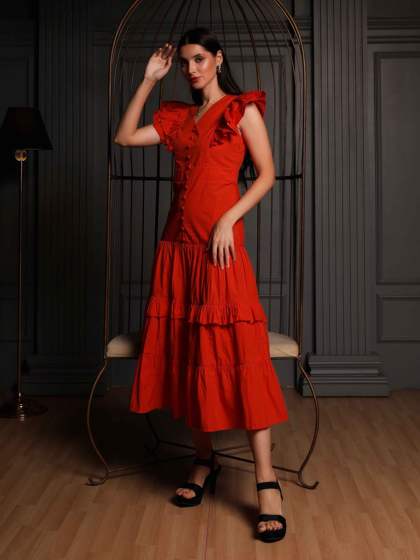 Fabium Celeste Crimson Midi Dress - Fabium Fashion