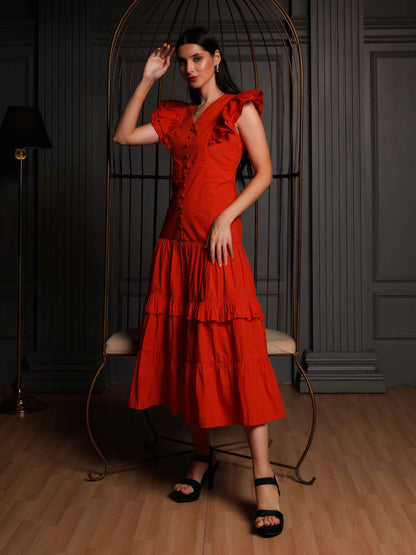 Fabium Celeste Crimson Midi Dress - Fabium Fashion
