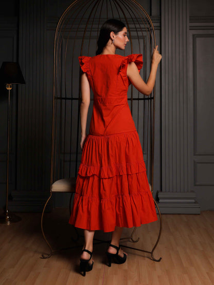 Fabium Celeste Crimson Midi Dress - Fabium Fashion