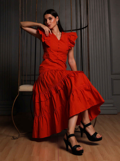 Fabium Celeste Crimson Midi Dress - Fabium Fashion
