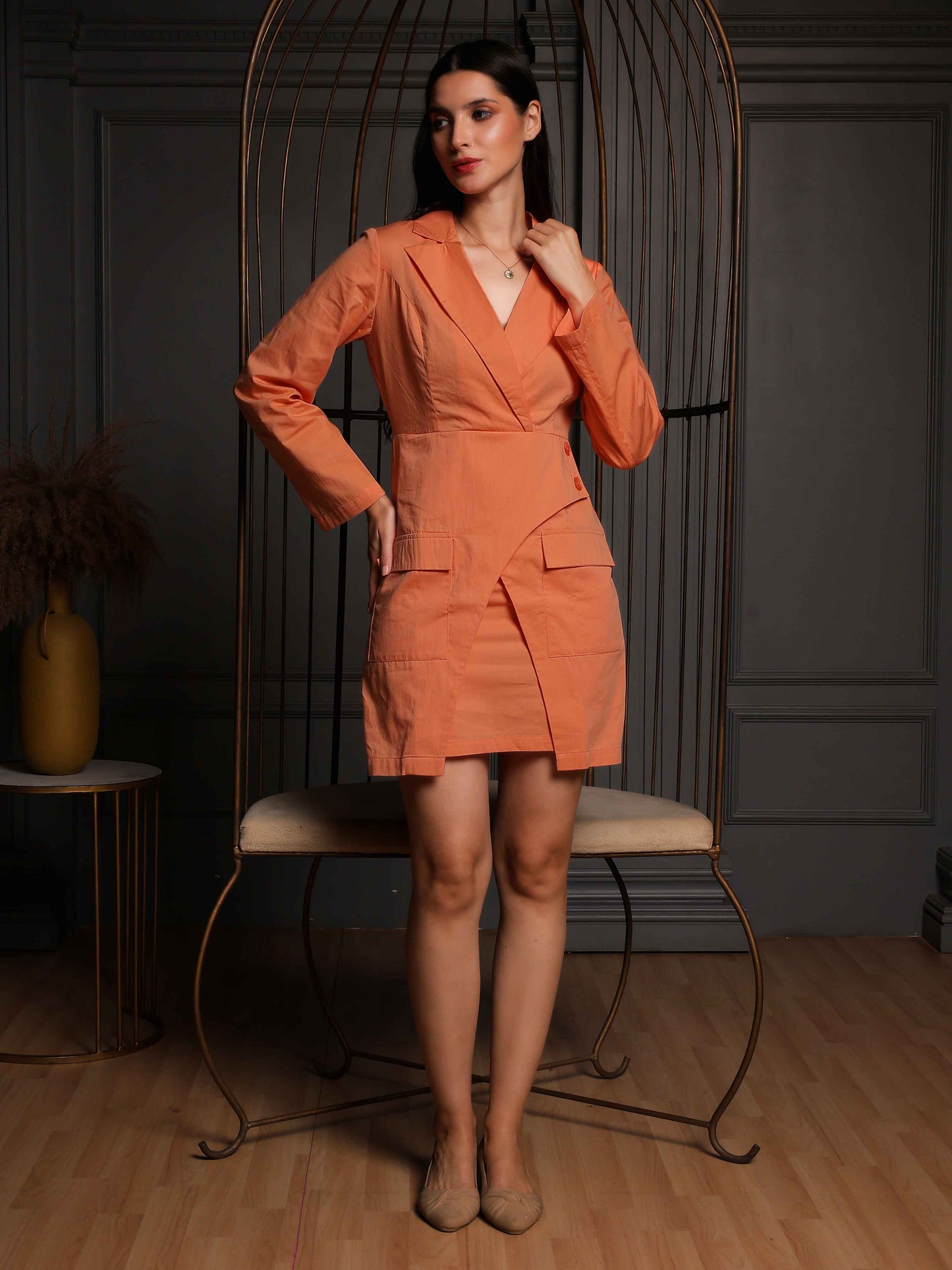 Fabium Rust Orange Blazer-Style Mini Dress - Fabium Fashion