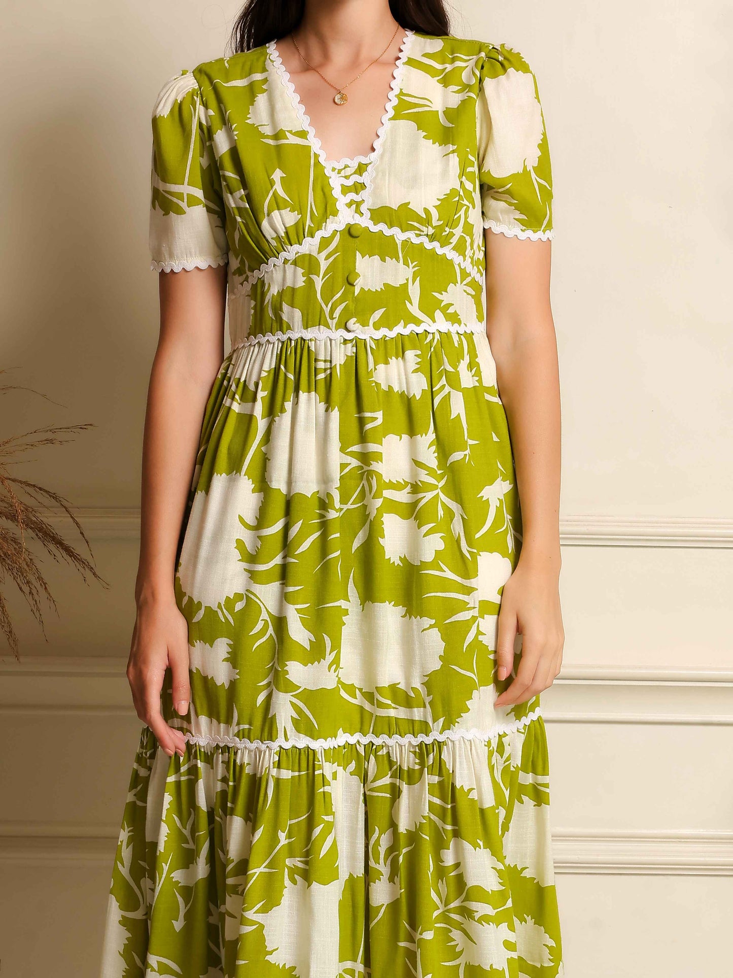 Fabium Verde Bloom Printed Midi Dress - Fabium Fashion