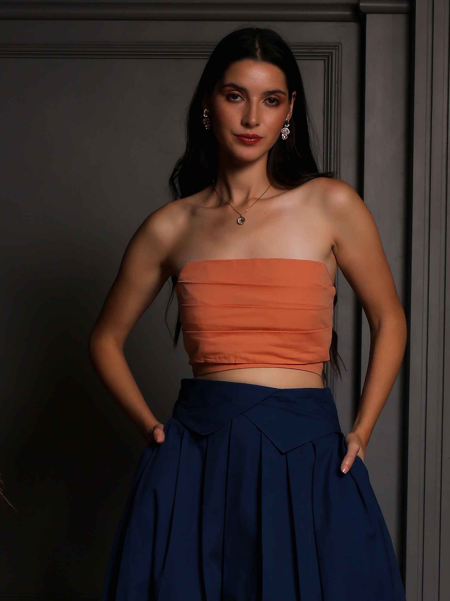 Fabium Sienna Sculpt Bandeau Top in vibrant fabric, featuring a sleek, fitted design with soft structure for a stylish summer look.